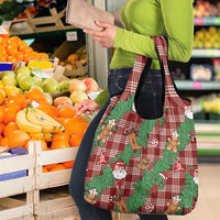 Red Palaka Hawaii Cowboy Christmas Grocery Bag Paniolo Mix Maile Lei LT7 - Polynesian Pride