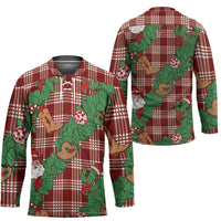 Red Palaka Hawaii Cowboy Christmas Hockey Jersey Paniolo Mix Maile Lei LT7 - Polynesian Pride