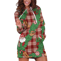 Red Palaka Hawaii Cowboy Christmas Hoodie Dress Paniolo Mix Maile Lei - Polynesian Pride