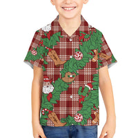 Red Palaka Hawaii Cowboy Christmas Kid Hawaiian Shirt Paniolo Mix Maile Lei LT7 Kid Red - Polynesian Pride