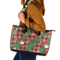 Red Palaka Hawaii Cowboy Christmas Leather Tote Bag Paniolo Mix Maile Lei LT7 Red - Polynesian Pride