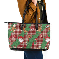 Red Palaka Hawaii Cowboy Christmas Leather Tote Bag Paniolo Mix Maile Lei LT7 - Polynesian Pride