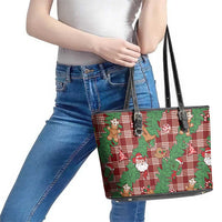 Red Palaka Hawaii Cowboy Christmas Leather Tote Bag Paniolo Mix Maile Lei LT7 - Polynesian Pride