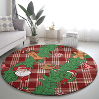 Red Palaka Hawaii Cowboy Christmas Round Carpet Paniolo Mix Maile Lei - Polynesian Pride