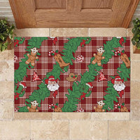Red Palaka Hawaii Cowboy Christmas Rubber Doormat Paniolo Mix Maile Lei LT7 Red - Polynesian Pride
