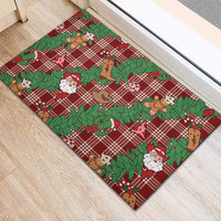 Red Palaka Hawaii Cowboy Christmas Rubber Doormat Paniolo Mix Maile Lei LT7 - Polynesian Pride
