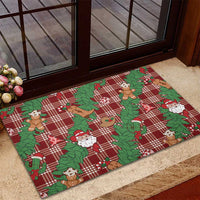 Red Palaka Hawaii Cowboy Christmas Rubber Doormat Paniolo Mix Maile Lei LT7 - Polynesian Pride