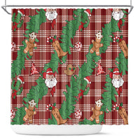 Red Palaka Hawaii Cowboy Christmas Shower Curtain Paniolo Mix Maile Lei LT7 Red - Polynesian Pride