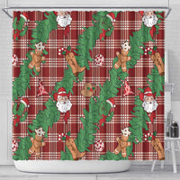 Red Palaka Hawaii Cowboy Christmas Shower Curtain Paniolo Mix Maile Lei LT7 - Polynesian Pride