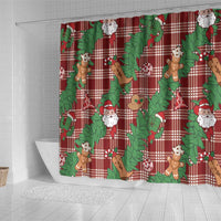 Red Palaka Hawaii Cowboy Christmas Shower Curtain Paniolo Mix Maile Lei LT7 - Polynesian Pride