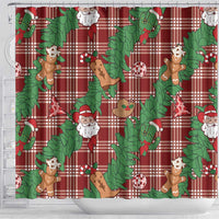 Red Palaka Hawaii Cowboy Christmas Shower Curtain Paniolo Mix Maile Lei LT7 - Polynesian Pride
