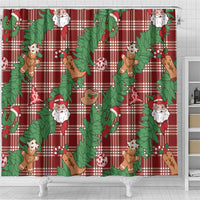 Red Palaka Hawaii Cowboy Christmas Shower Curtain Paniolo Mix Maile Lei LT7 - Polynesian Pride