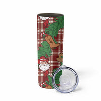Red Palaka Hawaii Cowboy Christmas Skinny Tumbler Paniolo Mix Maile Lei - Polynesian Pride