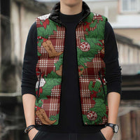 Red Palaka Hawaii Cowboy Christmas Sleeveless Puffer Jacket Paniolo Mix Maile Lei LT7 - Polynesian Pride