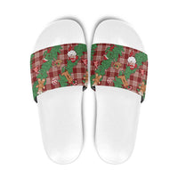 Red Palaka Hawaii Cowboy Christmas Slide Sandals Paniolo Mix Maile Lei LT7 Red - Polynesian Pride
