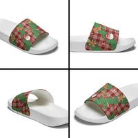 Red Palaka Hawaii Cowboy Christmas Slide Sandals Paniolo Mix Maile Lei LT7 - Polynesian Pride