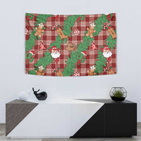 Red Palaka Hawaii Cowboy Christmas Tapestry Paniolo Mix Maile Lei - Polynesian Pride