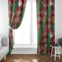 Red Palaka Hawaii Cowboy Christmas Window Curtain Paniolo Mix Maile Lei - Polynesian Pride