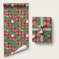 Red Palaka Hawaii Cowboy Christmas Wrapping Paper Paniolo Mix Maile Lei LT7 58" × 23" Red - Polynesian Pride