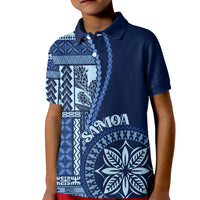Samoa Siapo Motif Kid Polo Shirt Classic Style - Bue Ver LT7 Kid Blue - Polynesian Pride