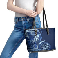 Samoa Siapo Motif Leather Tote Bag Classic Style - Bue Ver LT7 - Polynesian Pride