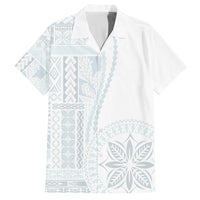 Samoa White Sunday Family Matching Off Shoulder Long Sleeve Dress and Hawaiian Shirt Classic Siapo Style LT7 Dad's Shirt - Short Sleeve White - Polynesian Pride