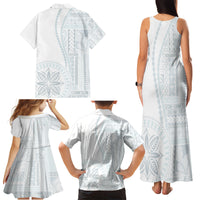 Samoa White Sunday Family Matching Tank Maxi Dress and Hawaiian Shirt Classic Siapo Style LT7 - Polynesian Pride