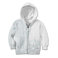 Samoa White Sunday Kid Hoodie Classic Siapo Style LT7 Zip Hoodie White - Polynesian Pride