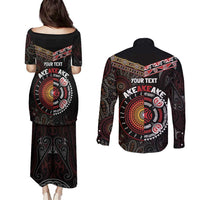 Aotearoa and Australia Indigenous Couples Matching Puletasi and Long Sleeve Button Shirt Stand Together For Te Tiriti LT7 - Polynesian Pride