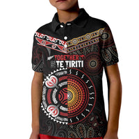 Aotearoa and Australia Indigenous Kid Polo Shirt Stand Together For Te Tiriti