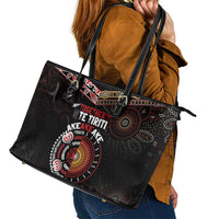 Aotearoa and Australia Indigenous Leather Tote Bag Stand Together For Te Tiriti LT7 - Polynesian Pride