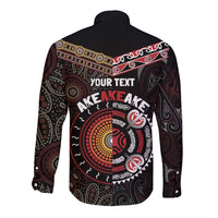 Aotearoa and Australia Indigenous Long Sleeve Button Shirt Stand Together For Te Tiriti LT7 - Polynesian Pride