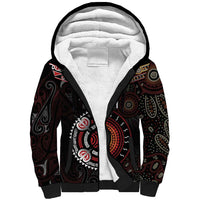 Aotearoa and Australia Indigenous Sherpa Hoodie Stand Together For Te Tiriti LT7 Unisex Black - Polynesian Pride