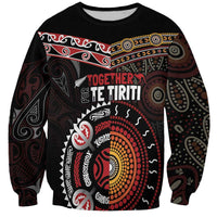 Aotearoa and Australia Indigenous Sweatshirt Stand Together For Te Tiriti LT7 Unisex Black - Polynesian Pride