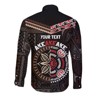 Aotearoa and Samoa Together For Te Tiriti Long Sleeve Button Shirt Kowhaiwhai Mix Siapo LT7 - Polynesian Pride