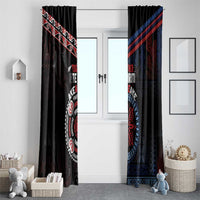 Aotearoa and Samoa Together For Te Tiriti Window Curtain Kowhaiwhai Mix Siapo - Flag Color