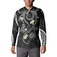 Polynesia Tribal Button Sweatshirt Tentacles Plumeria LT7 - Polynesian Pride