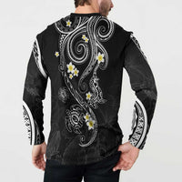 Polynesia Tribal Button Sweatshirt Tentacles Plumeria LT7 - Polynesian Pride