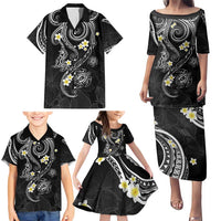 Polynesia Tribal Family Matching Puletasi and Hawaiian Shirt Tentacles Plumeria