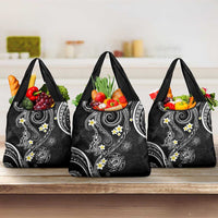 Polynesia Tribal Grocery Bag Tentacles Plumeria
