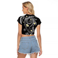 Polynesia Tribal Raglan Cropped T Shirt Tentacles Plumeria LT7 - Polynesian Pride