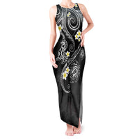 Polynesia Tribal Tank Maxi Dress Tentacles Plumeria LT7 Women Black - Polynesian Pride
