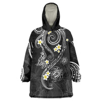 Polynesia Tribal Wearable Blanket Hoodie Tentacles Plumeria LT7 One Size Black - Polynesian Pride