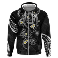 Polynesia Tribal Zip Hoodie Tentacles Plumeria