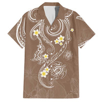 Polynesia Tribal Family Matching Short Sleeve Bodycon Dress and Hawaiian Shirt Mocha Plumeria Tentacles