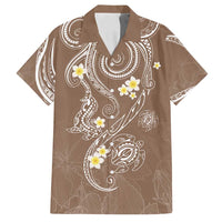 Polynesia Tribal Family Matching Tank Maxi Dress and Hawaiian Shirt Mocha Plumeria Tentacles