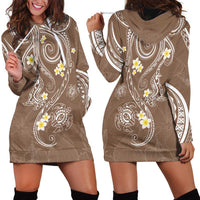 Polynesia Tribal Hoodie Dress Mocha Plumeria Tentacles LT7 - Polynesian Pride
