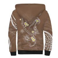 Polynesia Tribal Sherpa Hoodie Mocha Plumeria Tentacles LT7 - Polynesian Pride