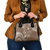 Polynesia Tribal Shoulder Handbag Mocha Plumeria Tentacles