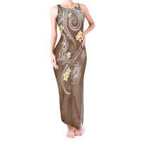 Polynesia Tribal Tank Maxi Dress Mocha Plumeria Tentacles LT7 Women Mocha - Polynesian Pride